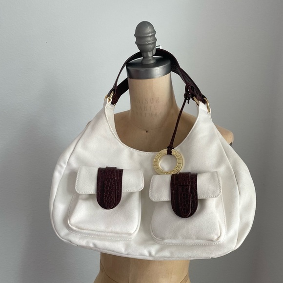 Ralph Lauren White Canvas and Leather shoulder bag - Picture 1 of 8